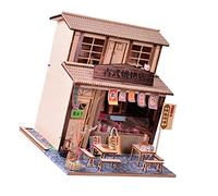 WOONEKY 1 Set DIY Miniature Chinese Barbecue House Kit Handmade Wooden Puzzle for Enhance Learning Family Bonding Travel Friendly Craft