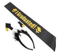 WOONEKY 1 Set Mini Graduation Cap Headband and Sash Set Yellow Graduation Party Supplies for Adorable Photo Props and Festive Celebrations for Graduates