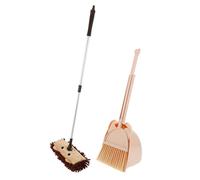 WOONEKY 1 Set Mini Mop and Broom Fun Housekeeping Cleaning with Dustpan Pretend Play Essential for Encourages Habits for Kindergarten Games