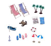 WOONEKY 1 Set Miniature Beach Chair Boat Dollhouse Accessories Realistic Summer Scene Decor for Micro Gardening House Decoration Fine Workmanship Beach Ornaments