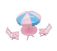 WOONEKY 1 Set Miniature Beach Table and Chair Set Dollhouse Furniture Accessories for Layout Decor Realistic Plastic Design with Umbrella and Chairs for Mini House Decoration and
