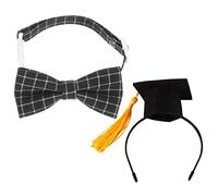 WOONEKY 1 Set Pet Graduation Bow Tie and Cap for Dogs and Cats Costume Accessory for Graduation Photos for Pets Like Yorkies Poodles and Chihuahuas