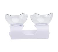 WOONEKY 1 Set Transparent Cat Bowl Non Slip Pet Feeding Bowls with Cute Ear Design Durable Material Easy to Clean for Food and Water for Cats and Dogs