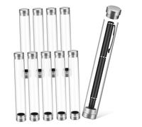 WOONEKY 10 Pcs Clear Acrylic Cylindrical Pen Holders with Stoppers Transparent Tube Storage for Fountain Ballpoint Gel Pens Compact Portable Pencil Cases for School Office Organization and