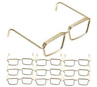 WOONEKY 10 pcs Miniature Doll Glasses Frame Metal No Lens Round Square Eyeglass Frames Lightweight Doll Dress Up Accessories for