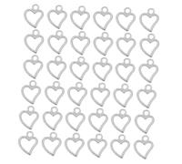 WOONEKY 100pcs DIY Heart Shaped Alloy Pendants for Jewelry Making Hollow Love Charms for Bracelets Necklaces Earrings Silver Tone Accessories for Creative Crafting and