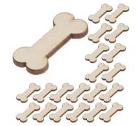 WOONEKY 100pcs Dog Bone Wood Tags Unfinished Boxwood Slices Rustic Beige Smooth Surface Resistant to Daily Wear for Home Decor Wood Cut Projects and Rooms DIY