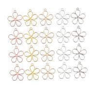 WOONEKY 100Pcs Floral Petal Charms Metal Pendants DIY Jewelry Making Accessories for Earrings Bracelets Necklaces Crafting in Antique Silver Rose Gold Gold Bright Silver