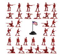 WOONEKY 100pcs Miniature People Figurines Plastic Military Model Outdoor Sand Table Micro Figures for Boys and Adults Red