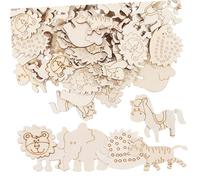 WOONEKY 100pcs Wooden Animal Embellishments for Crafts Rustic DIY Cutouts for Scrapbooking Card-Making Wood Craft Supplies Centerpiece Decorations