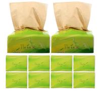 WOONEKY 10packs Outdoor Bamboo Pulp Extraction Papers Light Yellow Travel Napkins for Daily Use Hotel Restaurant Go Soft Practical Tissue