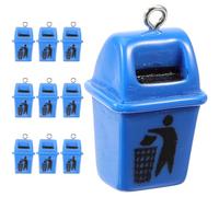 WOONEKY 10Pcs Blue Mini Trash Can Charms for Jewelry Making, Cute DIY Earring and Keychain Crafting Accessories, Funny Pendant Set for Creative Art and Craft Projects