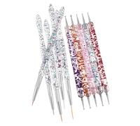 WOONEKY 10pcs Double-ended Nail Dotting Tools with Nail Art Design Brushes for Manicure Embossing and Drawing Portable Art Pens for Detailed Floral and Geometric Patterns