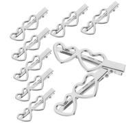 WOONEKY 10pcs Double Heart Metal Hair Clips for Women and Silver Side Bang Styling Pins Durable and Hair Accessories and Everyday Use