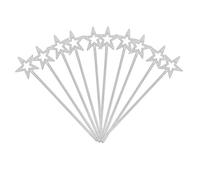 WOONEKY 10Pcs Fairy Wands Star Shaped Plastic Sticks Silver Color Lightweight Easy Grip Party Dress Up for Childrens Performance and Cosplay