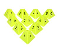 WOONEKY 10Pcs Fluorescent Yellow Numbered Soccer Training Markers Cones, Triangle Field Cones for Outdoor Football Agility Drills and Athletic Practice
