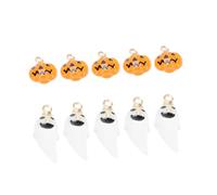 WOONEKY 10pcs Halloween Mini Pumpkin and Ghost Resin Pendants DIY Jewelry Making Accessories for Earrings Necklaces Bracelets Crafting Gift