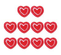 WOONEKY 10pcs Heart-Shaped Embroidered Clothing Patches DIY Repair Applique for Clothes Bags Craft Decoration Small Patch Stickers for Mending and Stains