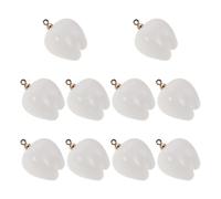 WOONEKY 10pcs Mini Resin Teeth Charms for DIY Jewelry Making Lightweight White Tooth Pendants for Bracelets Necklaces Earrings and Phone Case Crafts Gold Plated Connectors for Easy