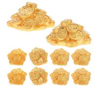 WOONEKY 10pcs Miniature Coin Pile Resin Model Micro Landscape Decoration for Dollhouse New Year Party Props Pirate Treasure Scene Accessories