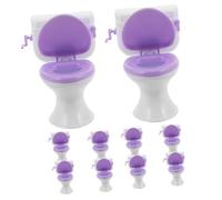 WOONEKY 10pcs Miniature Dollhouse Toilet Scale Realistic Plastic Bathroom Furniture Accessories for Dollhouse Simulated Toilet Tiny House Decorations