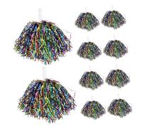 WOONEKY 10pcs Reusable Cheerleading Pom Poms Plastic Portable Props for Dancing Match and Cheering Competition Lightweight Handheld Sport for Team Spirit