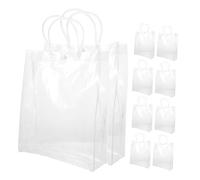 WOONEKY 10pcs Reusable Transparent PVC Tote Bags Small Clear Packing Handbags for Food Wrapping Shopping Packaging Lightweight Bags for Restaurant and Store Use