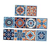 WOONEKY 10pcs Self-Adhesive Moroccan Pattern Tile Decals Vintage Wall Stickers for Kitchen Bathroom Home Decor Peel and Stick Backsplash Renovation