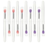WOONEKY 10pcs Silicone Lip Brush with Lid for Precise Application, Soft Tip and Ergonomic Handle, Reusable Makeup Tool for Eyeshadow and Lip Gloss Blending, Protects from Dust, Suitable