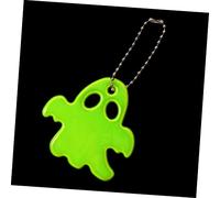 WOONEKY 10pcs Super Reflective Ghost Pendants for Night Ride Safety Fluorescent Yellow Green Halloween Gifts Warning Reflector Ornaments for Backpacks and Mobile Phones