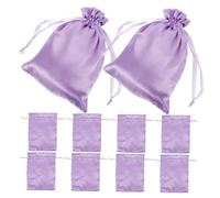 WOONEKY 10pcs Travel Cosmetic Pouches Lightweight Drawstring Toiletry Bags for Women Compact Makeup Organizer Satin Light Purple