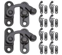 WOONEKY 10pcs Vintage Small Cabinet Lock Catch Zinc Alloy Latch Hook with Antique Finish Easy to Install Right Hook for Jewelry Boxes Chests Diaries and Craft Projects