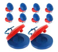 WOONEKY 10pcs Wooden Finger Castanets for Handheld Musical Instruments for Preschoolers Educational Rhythm Beginner Orff Music Learning Tools Red and Blue