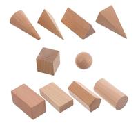 WOONEKY 10pcs Wooden Geometry Blocks for Solid Geometric Shape Matching Pattern Sorting Educational Building Blocks for Classroom and Home Learning