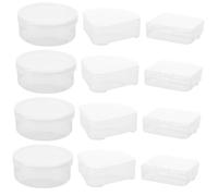 WOONEKY 12 pcs Plastic Makeup Puff Holder Triangular Round Rectangular Cosmetic Sponge Storage Boxes Portable Powder Puff Organizers for Travel and Daily Use
