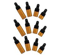 WOONEKY 12PC Mini Dark Brown Dropper Vials Empty Glass Bottles for Essential Oils Perfumes Chemistry Durable Portable Small Containers with Cover