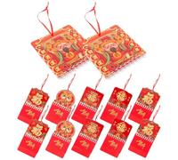 WOONEKY 12pcs 2024 Mini Chinese Style Hanging Wall Calendar Fu Character, Medium Size Aluminum Foil Lucky Charm Monthly Planner for Lunar Year Home Office Decor