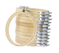 WOONEKY 12pcs Bamboo Cross Stitch Circles DIY Embroidery Hoops for Craft Sewing Smooth Fabric Fixing Frames for Beginners and Needlework Traditional Chinese Bamboo Rings for Wall