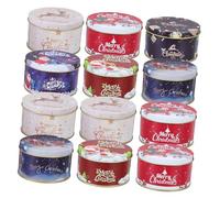 WOONEKY 12pcs Christmas Candy Boxes Tinplate Candy Storage Gift Boxes and Biscuit Containers for Holiday Ornaments