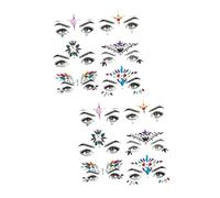 WOONEKY 12pcs Festival Face Gems Crystal Sticker Acrylic Rhinestones Glittery Forehead Stickers for Stage Decor Diy Party Accessory