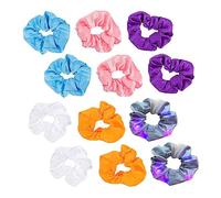 WOONEKY 12Pcs Fluorescent Ponytail Holders Scrunchies for Women Elastic Hair Tying Bands for Neon Parties Concerts and Costumes present for Friends and Family