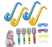 WOONEKY 12pcs Inflatable Instruments Microphone Saxophone Fun Party Props for Boys and Girls Adults Pvc Material Multiple Colors