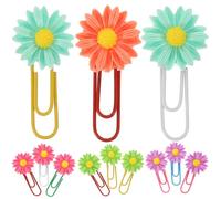 WOONEKY 12pcs Metal Flower Paperclips Small Decorative Bookmark Clips for School Scrapbooking Office Supplies Mixed Colors