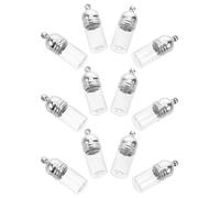 WOONEKY 12pcs Mini Glass Essential Oil Bottles with Hanging Hole Aromatherapy Perfume Vial Pendants for Travel DIY Decoration Portable Wishing Bottle Charms