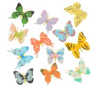 WOONEKY 12Pcs Observing Butterflies Model Set PVC Plastic Educational for Preschool Learning Colorful Simulation Insect Crafts for Home Decor and Early Childhood Teaching Random Color