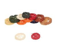 WOONEKY 12Pcs Organic Natural Loofah Chew for Small Animals Rabbit Guinea Pig Hamster Chewing Vibrant Colors Safe Dyeing Process for Teething and Play