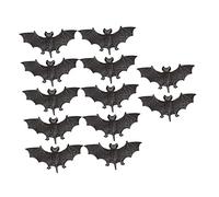 WOONEKY 12pcs Realistic Halloween Bat Decorations Compact Bat Props for Party Supplies Scary Soft Ornaments for Home Bar Restaurant Haunted House DIY Decor