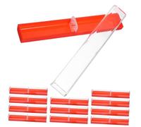WOONEKY 12pcs Red Plastic Single Pen Cases Pencil Display Boxes Multi-use Pen Containers for Students Artists and Office Organization