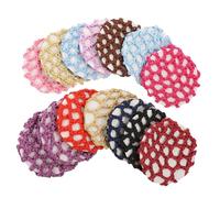 WOONEKY 14pcs Elastic Bun Hair Nets Invisible Crochet Snood for Women Dancers Flight Attendants Nurses Mixed Colors Mesh Hair Covers for Professional Use