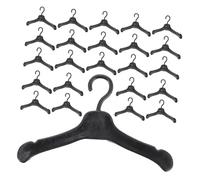 WOONEKY 150pcs Doll Clothing Hangers Black Plastic Wardrobe Accessory for Dollhouse Outfit Storage Realistic Design for Pretend Play DIY Craft and Doll Closet Organization